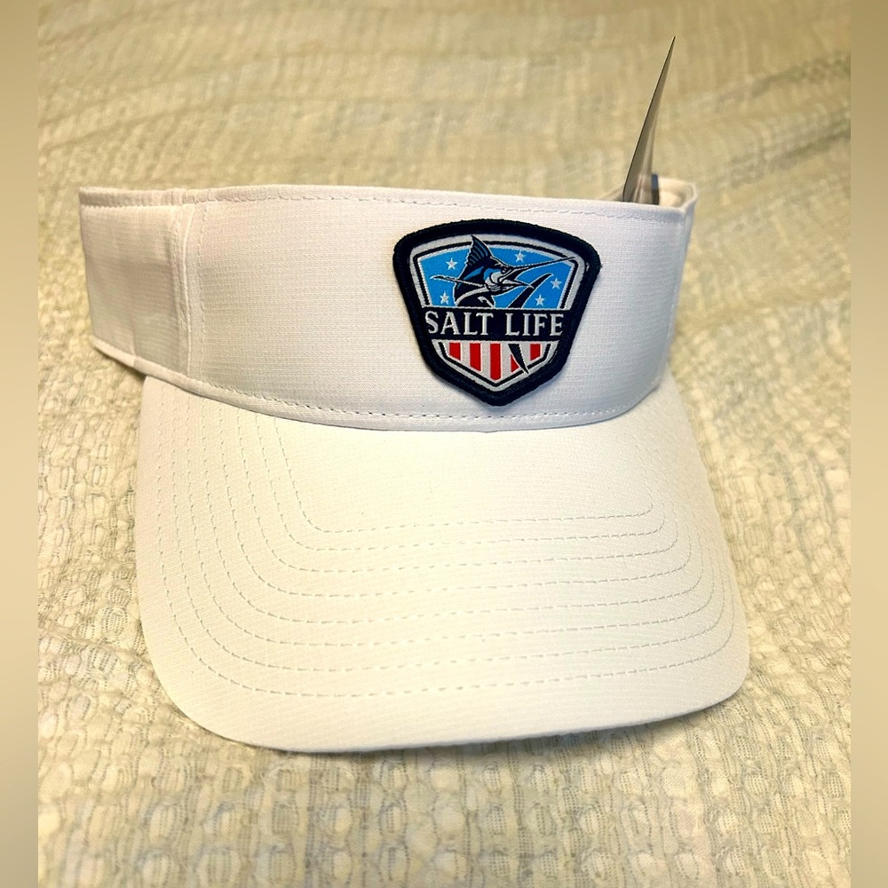 Salt Life NWT Men’s White Visor Size O Adjustable SLX UVAPOR Sun Protection Fish
